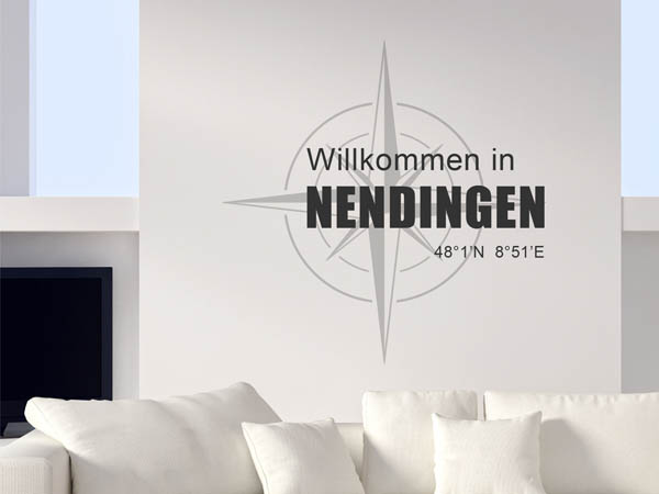 Wandtattoo Willkommen in Nendingen mit den Koordinaten 48°1'N 8°51'E