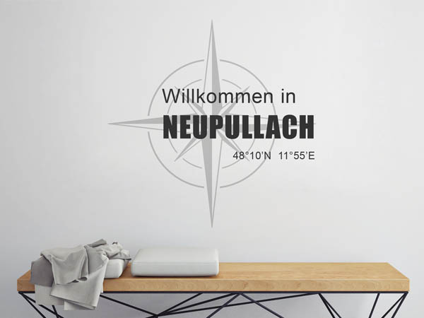 Wandtattoo Willkommen in Neupullach mit den Koordinaten 48°10'N 11°55'E