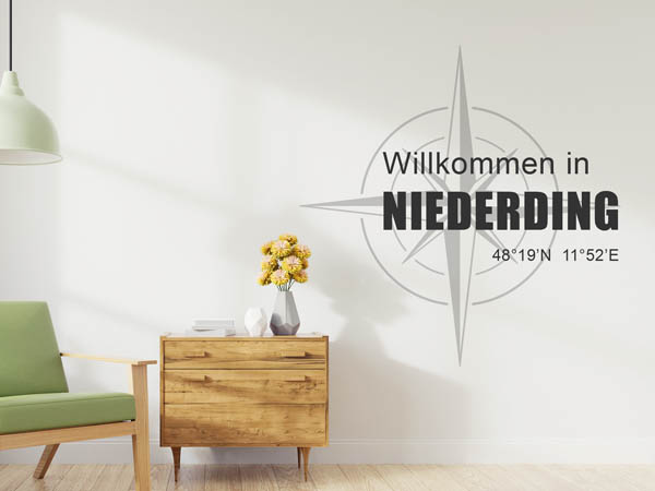 Wandtattoo Willkommen in Niederding mit den Koordinaten 48°19'N 11°52'E