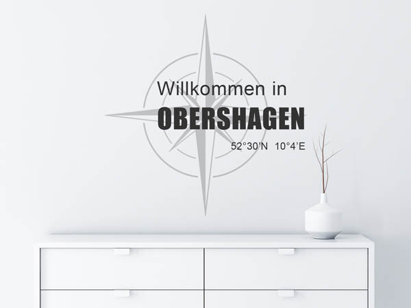 Wandtattoo Willkommen in Obershagen mit den Koordinaten 52°30'N 10°4'E