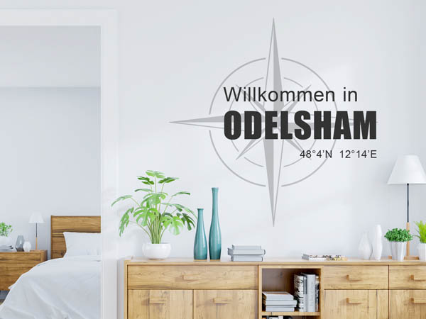 Wandtattoo Willkommen in Odelsham mit den Koordinaten 48°4'N 12°14'E