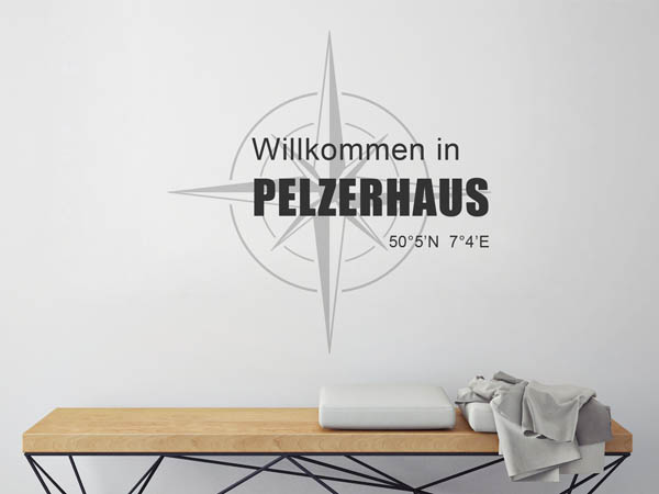 Wandtattoo Willkommen in Pelzerhaus mit den Koordinaten 50°5'N 7°4'E