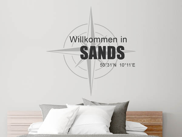 Wandtattoo Willkommen in Sands mit den Koordinaten 50°31'N 10°11'E