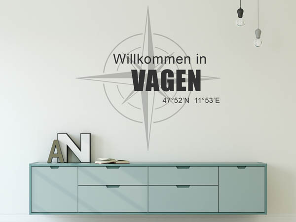 Wandtattoo Willkommen in Vagen mit den Koordinaten 47°52'N 11°53'E