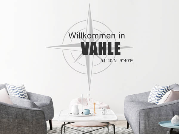 Wandtattoo Willkommen in Vahle mit den Koordinaten 51°40'N 9°40'E