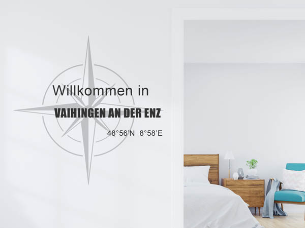 Wandtattoo Willkommen in Vaihingen an der Enz mit den Koordinaten 48°56'N 8°58'E