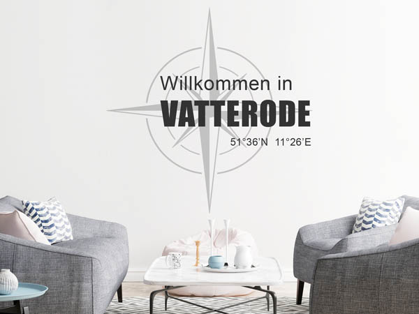 Wandtattoo Willkommen in Vatterode mit den Koordinaten 51°36'N 11°26'E