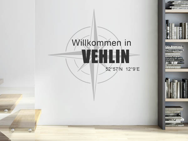 Wandtattoo Willkommen in Vehlin mit den Koordinaten 52°57'N 12°9'E