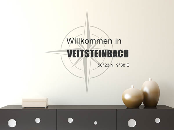 Wandtattoo Willkommen in Veitsteinbach mit den Koordinaten 50°23'N 9°38'E