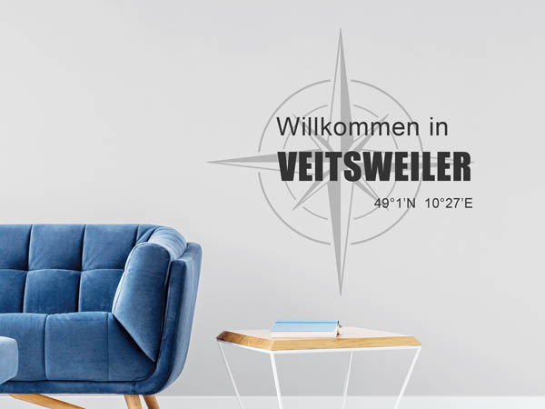 Wandtattoo Willkommen in Veitsweiler mit den Koordinaten 49°1'N 10°27'E