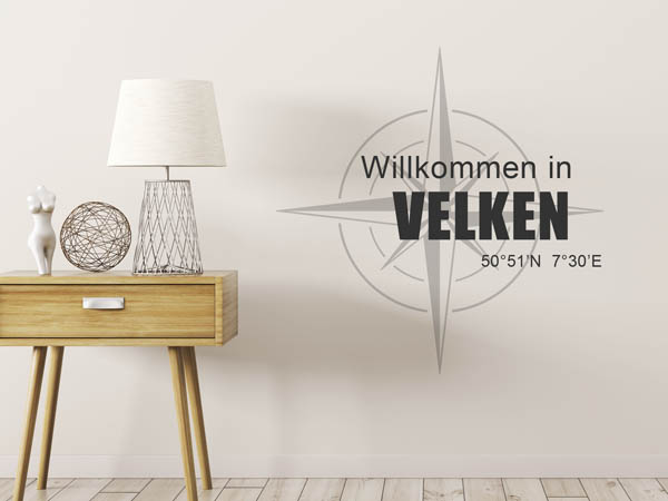 Wandtattoo Willkommen in Velken mit den Koordinaten 50°51'N 7°30'E