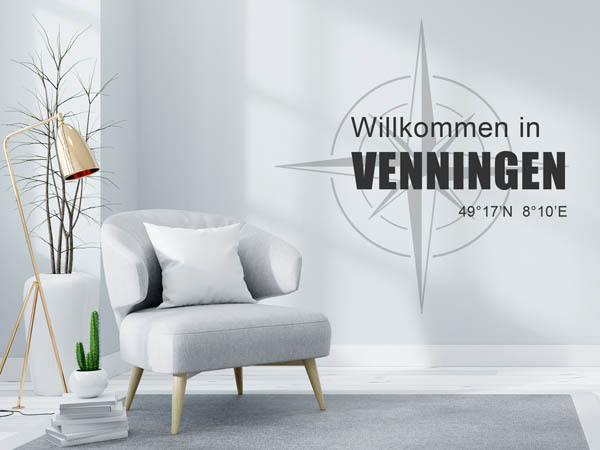 Wandtattoo Willkommen in Venningen mit den Koordinaten 49°17'N 8°10'E