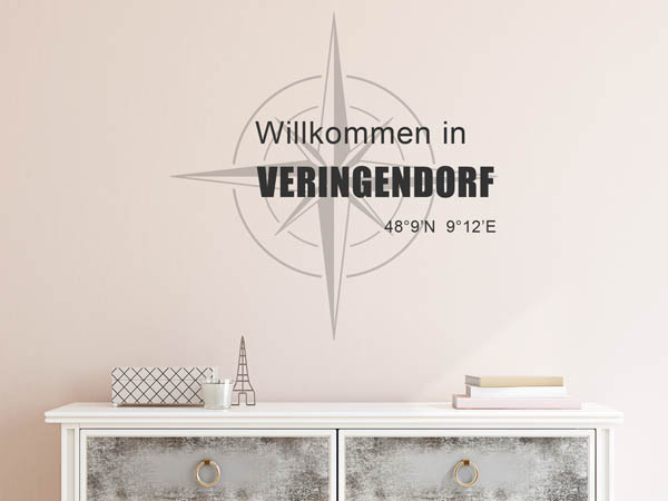 Wandtattoo Willkommen in Veringendorf mit den Koordinaten 48°9'N 9°12'E