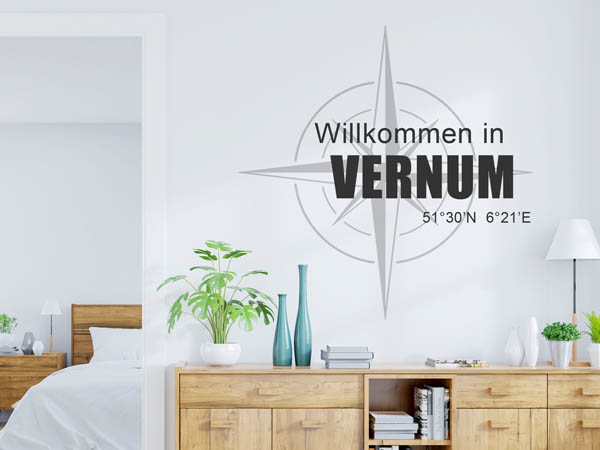 Wandtattoo Willkommen in Vernum mit den Koordinaten 51°30'N 6°21'E