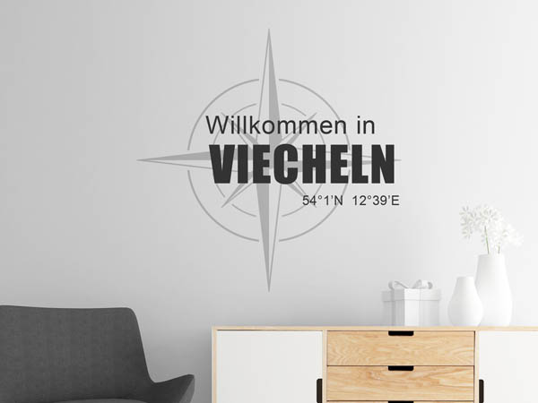 Wandtattoo Willkommen in Viecheln mit den Koordinaten 54°1'N 12°39'E