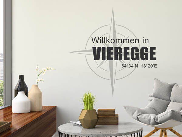 Wandtattoo Willkommen in Vieregge mit den Koordinaten 54°34'N 13°20'E