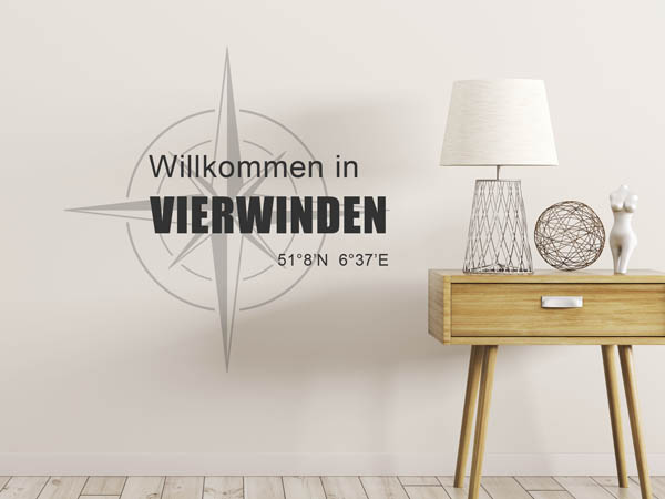 Wandtattoo Willkommen in Vierwinden mit den Koordinaten 51°8'N 6°37'E