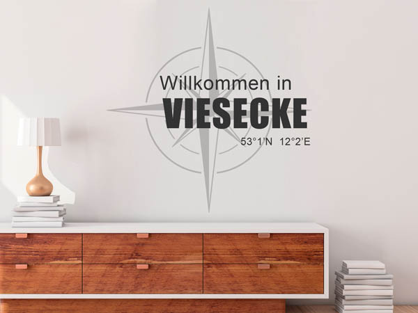 Wandtattoo Willkommen in Viesecke mit den Koordinaten 53°1'N 12°2'E