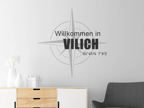 Wandtattoo Willkommen in Vilich mit den Koordinaten 50°45'N 7°8'E