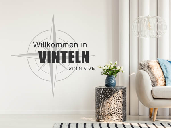 Wandtattoo Willkommen in Vinteln mit den Koordinaten 51°1'N 6°0'E