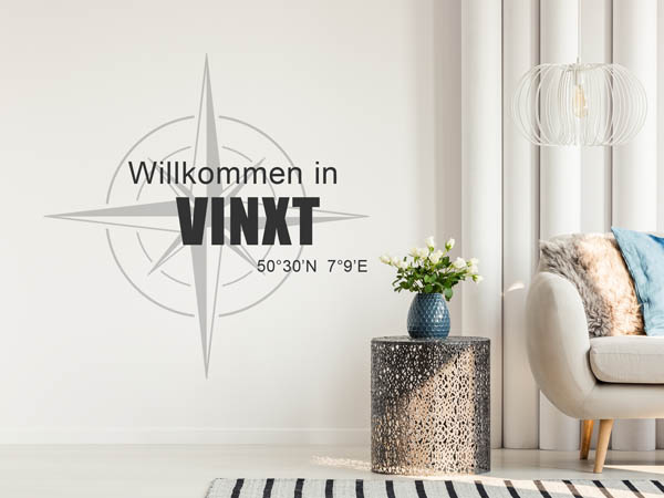 Wandtattoo Willkommen in Vinxt mit den Koordinaten 50°30'N 7°9'E