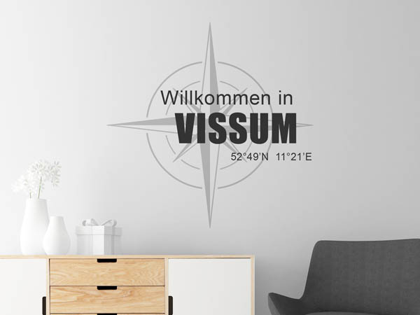 Wandtattoo Willkommen in Vissum mit den Koordinaten 52°49'N 11°21'E