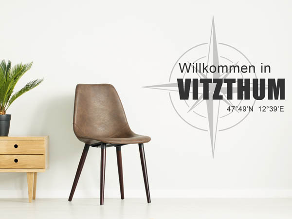 Wandtattoo Willkommen in Vitzthum mit den Koordinaten 47°49'N 12°39'E