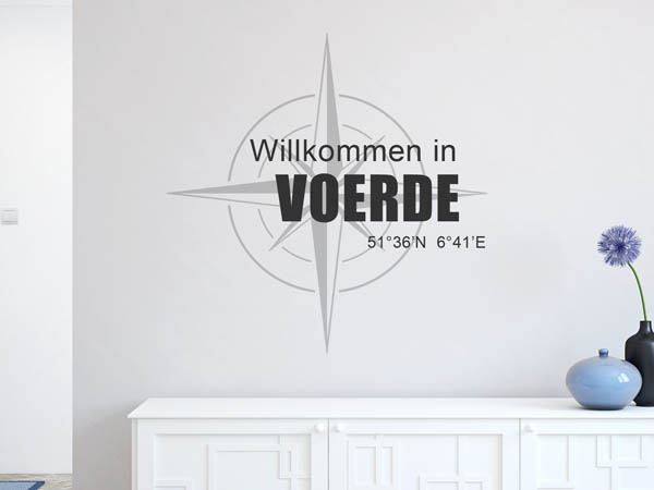 Wandtattoo Willkommen in Voerde mit den Koordinaten 51°36'N 6°41'E