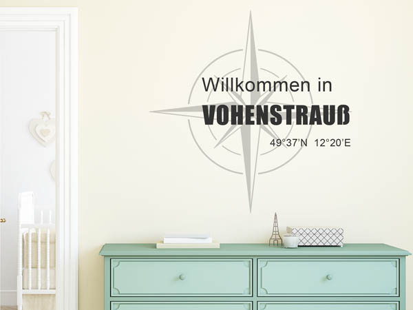 Wandtattoo Willkommen in Vohenstrauß mit den Koordinaten 49°37'N 12°20'E