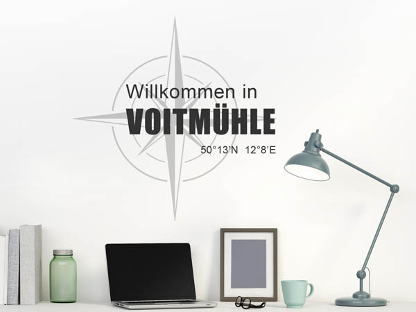 Wandtattoo Willkommen in Voitmühle mit den Koordinaten 50°13'N 12°8'E