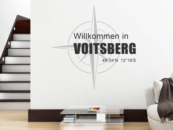 Wandtattoo Willkommen in Voitsberg mit den Koordinaten 49°34'N 12°19'E