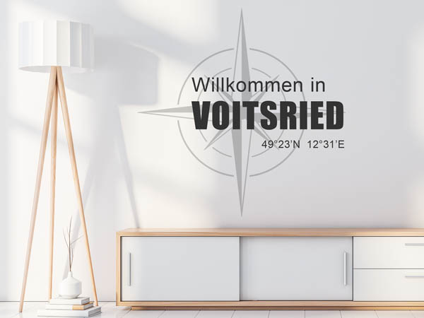 Wandtattoo Willkommen in Voitsried mit den Koordinaten 49°23'N 12°31'E