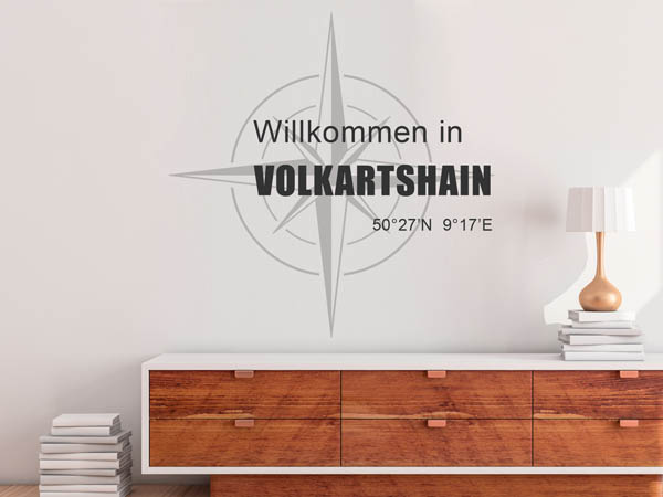 Wandtattoo Willkommen in Volkartshain mit den Koordinaten 50°27'N 9°17'E