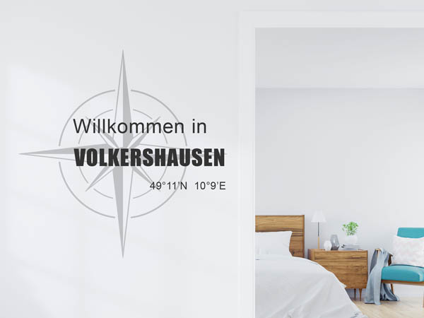 Wandtattoo Willkommen in Volkershausen mit den Koordinaten 49°11'N 10°9'E