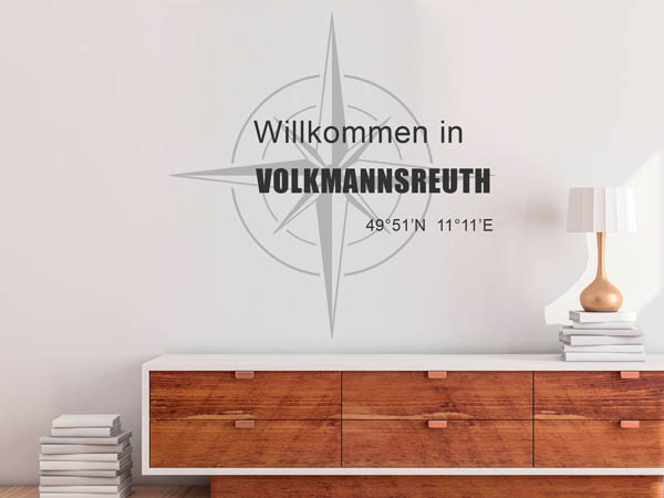 Wandtattoo Willkommen in Volkmannsreuth mit den Koordinaten 49°51'N 11°11'E