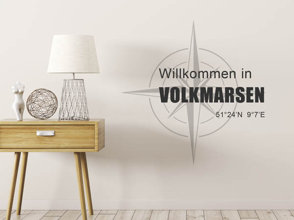 Wandtattoo Willkommen in Volkmarsen mit den Koordinaten 51°24'N 9°7'E