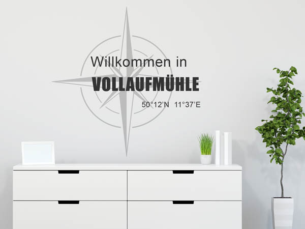 Wandtattoo Willkommen in Vollaufmühle mit den Koordinaten 50°12'N 11°37'E