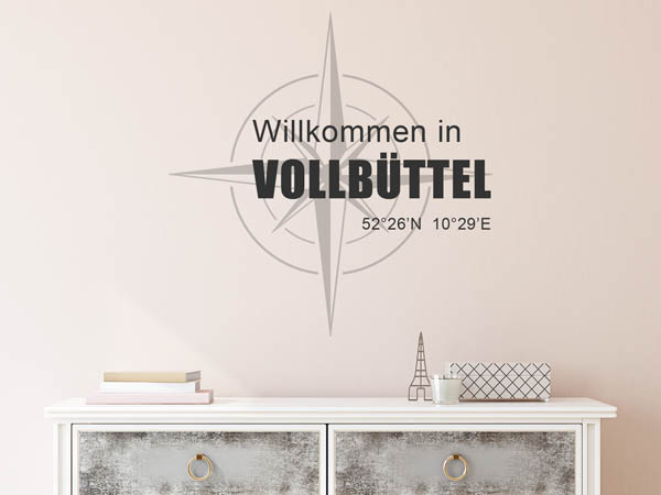 Wandtattoo Willkommen in Vollbüttel mit den Koordinaten 52°26'N 10°29'E