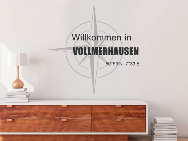 Wandtattoo Willkommen in Vollmerhausen mit den Koordinaten 50°59'N 7°33'E