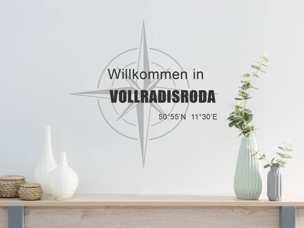 Wandtattoo Willkommen in Vollradisroda mit den Koordinaten 50°55'N 11°30'E