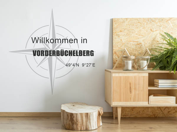 Wandtattoo Willkommen in Vorderbüchelberg mit den Koordinaten 49°4'N 9°27'E