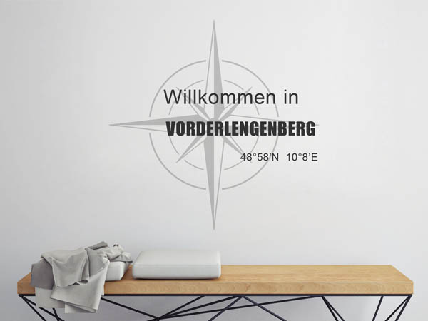 Wandtattoo Willkommen in Vorderlengenberg mit den Koordinaten 48°58'N 10°8'E