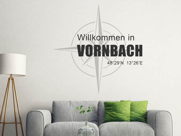 Wandtattoo Willkommen in Vornbach mit den Koordinaten 48°29'N 13°26'E