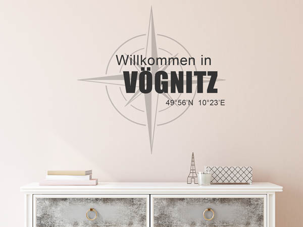 Wandtattoo Willkommen in Vögnitz mit den Koordinaten 49°56'N 10°23'E