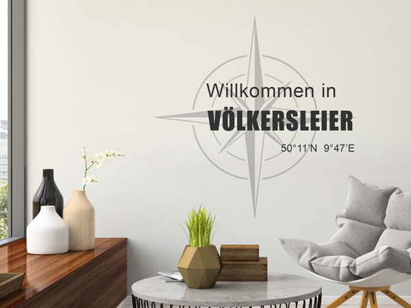 Wandtattoo Willkommen in Völkersleier mit den Koordinaten 50°11'N 9°47'E