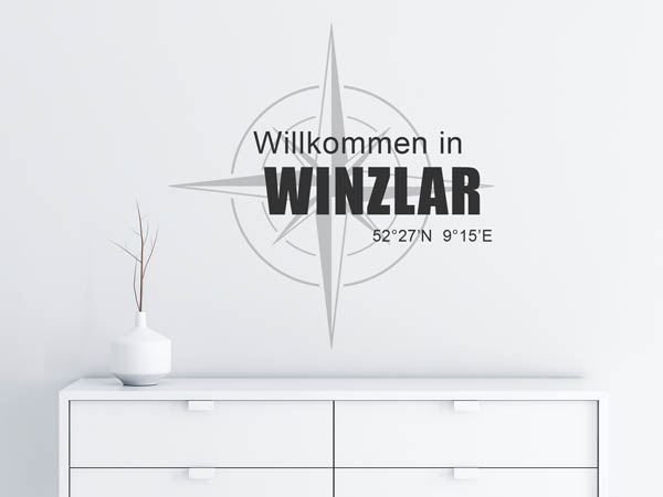 Wandtattoo Willkommen in Winzlar mit den Koordinaten 52°27'N 9°15'E