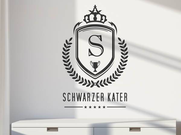 Wandtattoo Schwarzer Kater Wappen