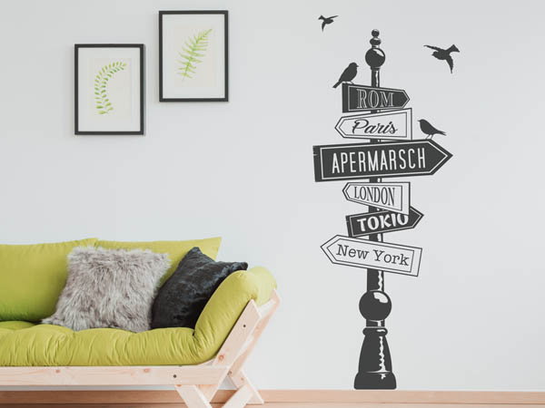 Wandtattoo Apermarsch Wegweiser