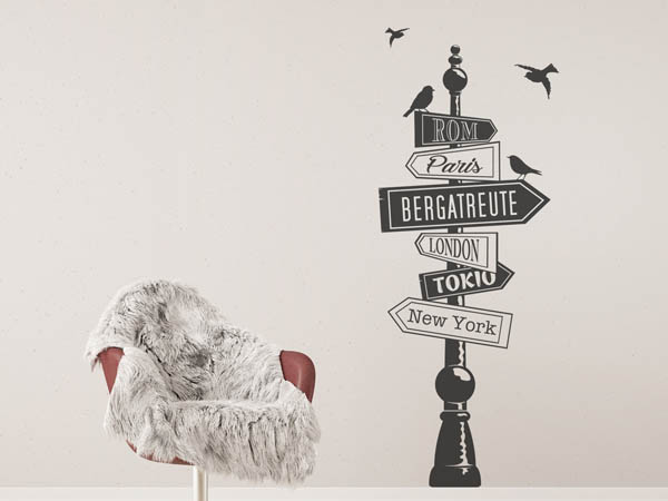 Wandtattoo Bergatreute Wegweiser