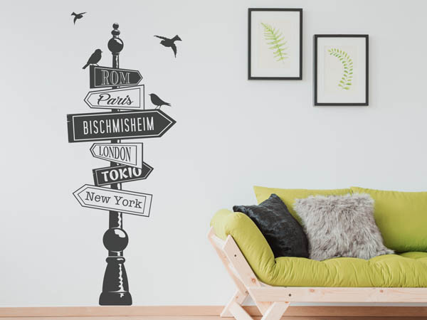 Wandtattoo Bischmisheim Wegweiser